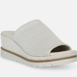 Anne Klein Hannah Wedge Slide Mules Beige Size 6 Comfort Slip On Work Casual